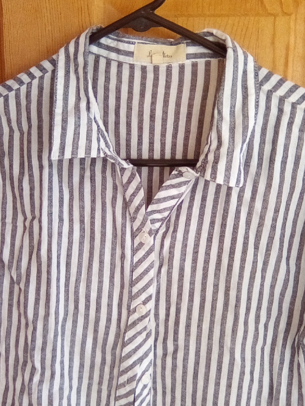 Love Notes Blue and White Vertical Stripe Button-Down Shirt